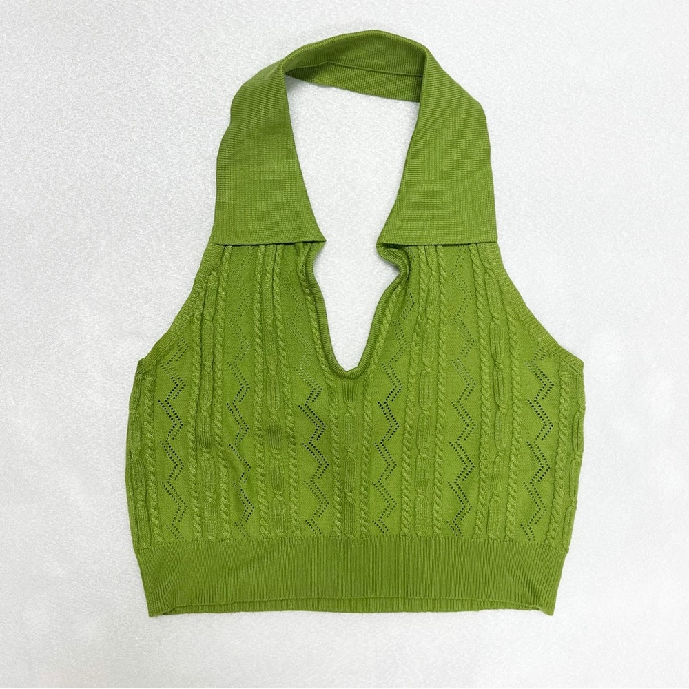 Green Knit Halter Top